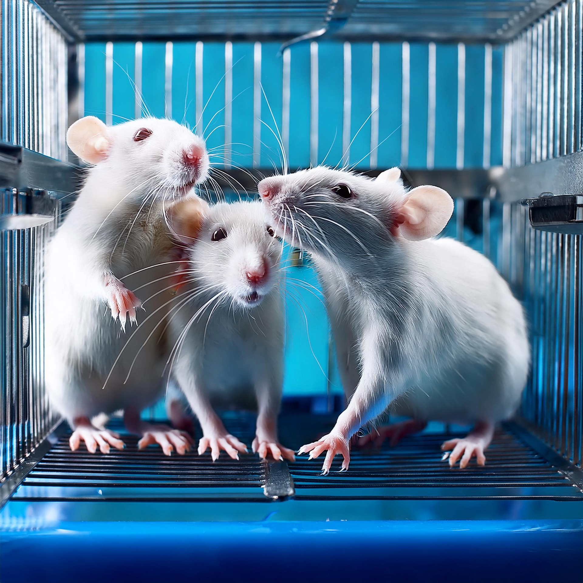 Laboratory rats ready to be injected with bacteriophages against pseudomonas